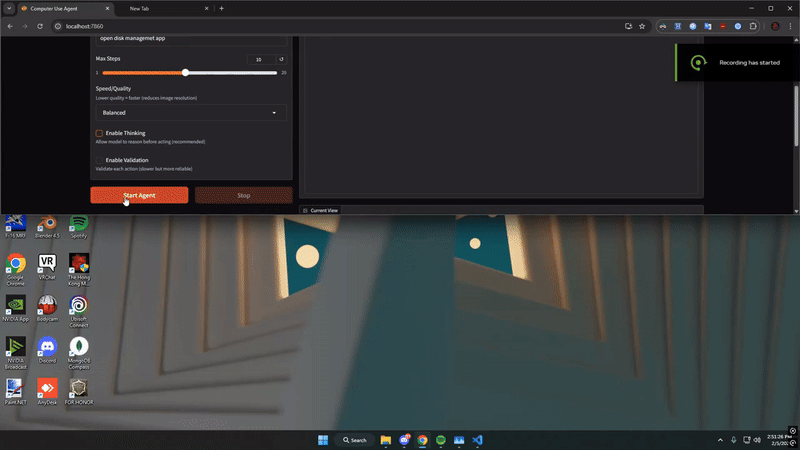 Computer-Use Agent demo