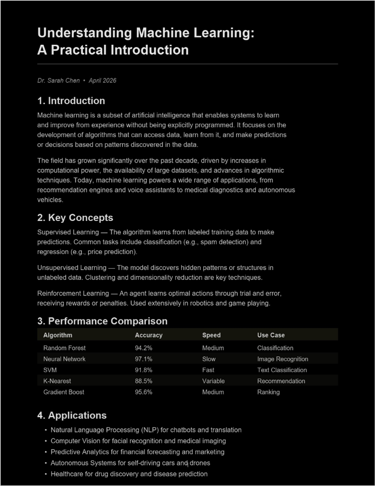 PDF with inverted colors showing white text on a pure black background